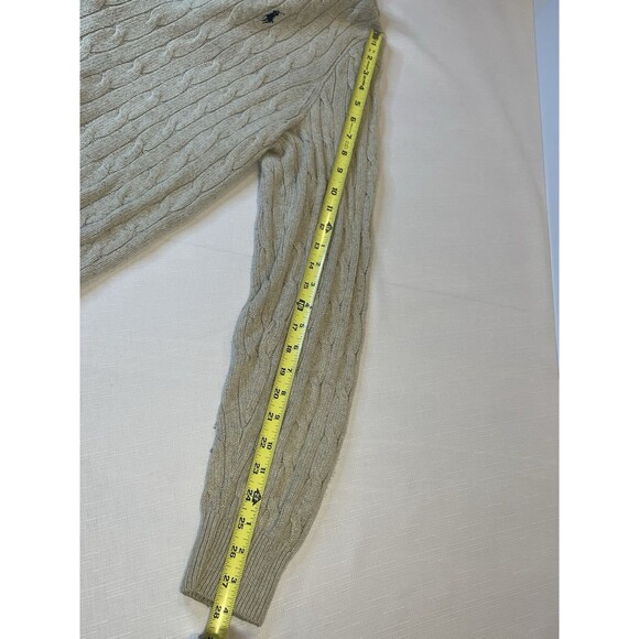 Polo Ralph Lauren Tussah Silk Sweater Men’s Large Ribbed Cableknit Tan Brown VTG - Picture 11 of 15